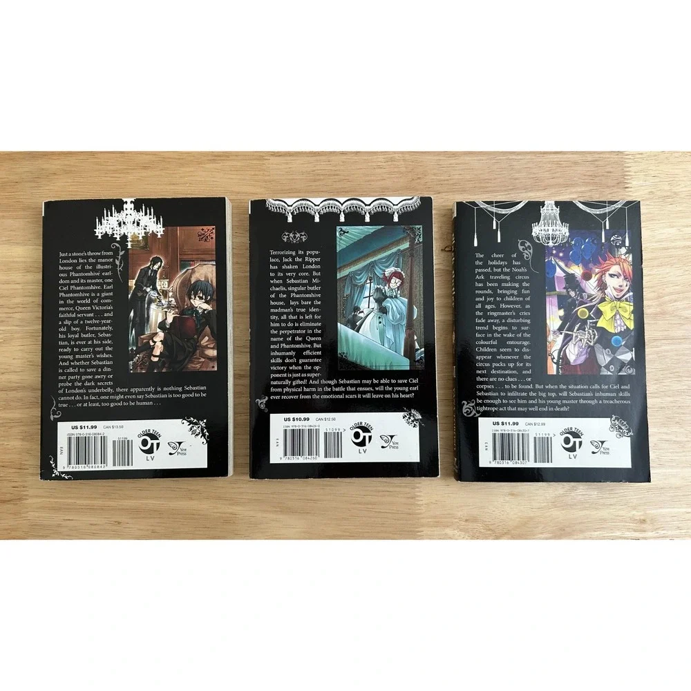 Black Butler Vols. 1, 3, 6, Yana Toboso, Yen Press, English, Manga, Paperback‎